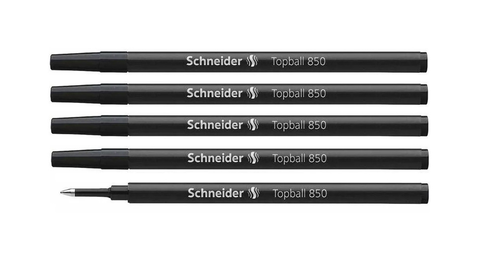 Набор 5 шт. - Стержень для роллера Schneider "Topball 850" черный, универсальный (тип G1), 110 мм, линия #1