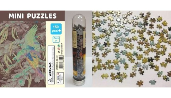 Пазлы КНР в колбе, 150 деталей, "Попугаи", Mini puzzles, 10х15 см #1