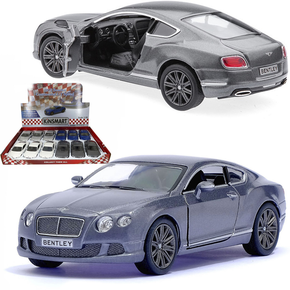 Машинка игрушка для мальчика металлическая, инерционная 1:38 2012 Bentley Continental GT Speed в дисплейбоксе, #1