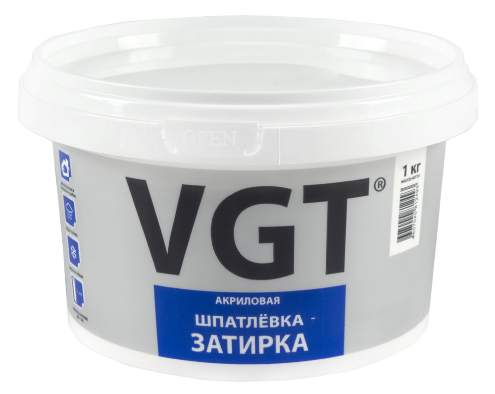 Шпатлевка-Затирка Водостойкая VGT / ВГТ, Акриловая, 1 кг, 1 шт  #1