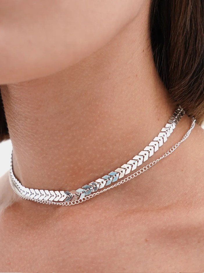 Цепочка на шею женская, цепь чокер, украшение на шею под серебро, бижутерия женщине подруге, подарочный #1