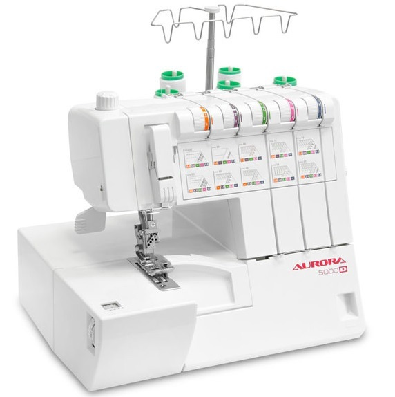 Aurora Оверлок 5000D Белая Лилия / 2-3-4-5 ниточный / 20 программ для шитья / Оверлок Аврора 5000 Д + #1