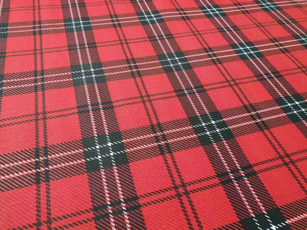 Ткань DUCK с водоотталкивающей пропиткой, 100*180 см, принт Шотландская рубашка цвет красно-черный  #1