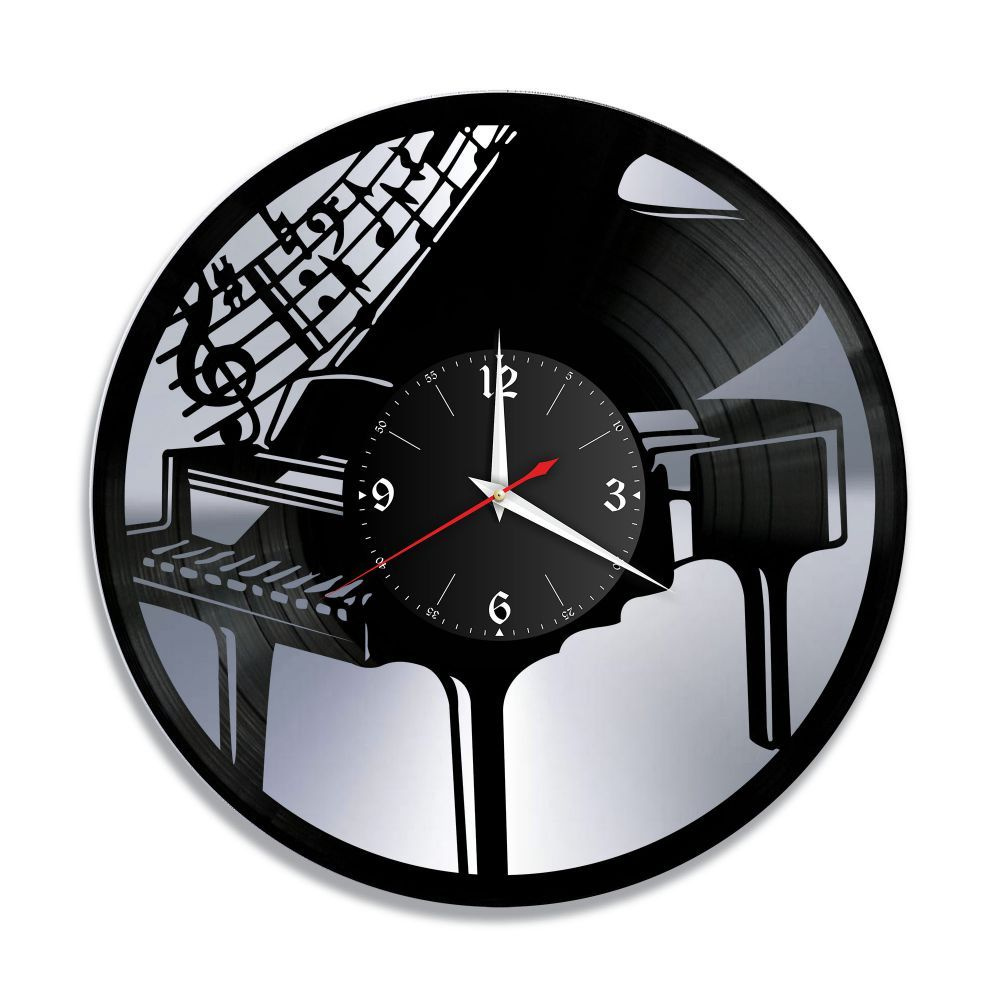RedLaser Настенные часы "Музыка (Пианино), серебро, из винила №24", 30 см  #1
