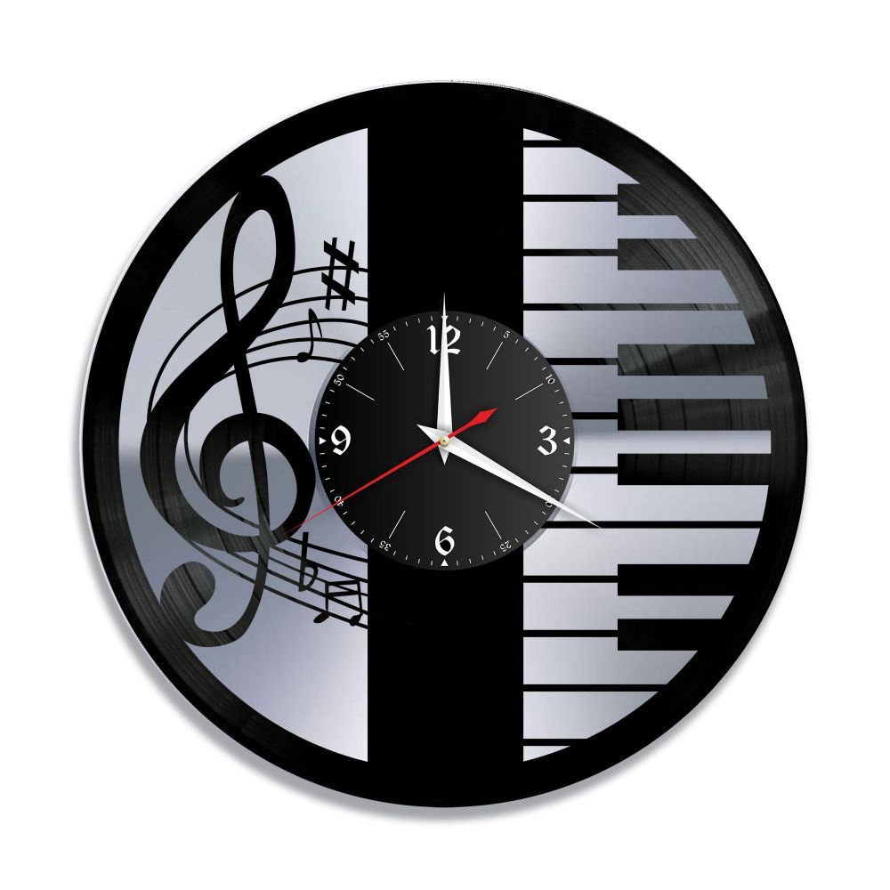 RedLaser Настенные часы "Музыка, серебро, из винила №8", 30 см #1