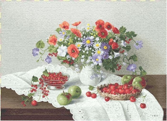Наволочка Декоративная Гобеленовая 45х63 "Цветы и ягоды" #1