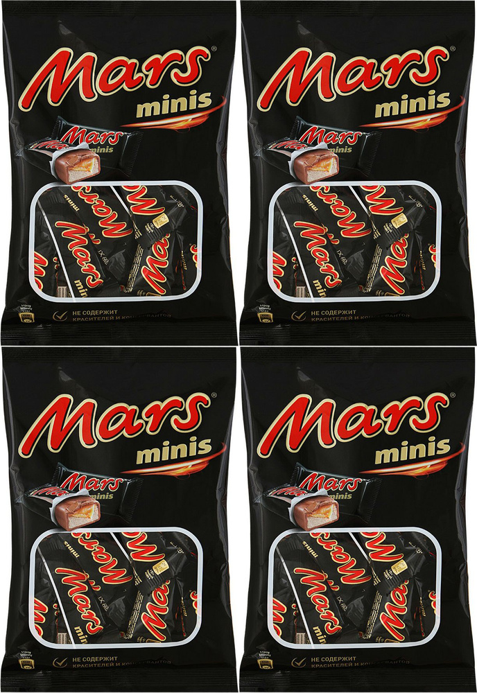 Батончик Mars Minis в молочном шоколаде с нугой и карамелью, комплект: 4 упаковки по 182 г  #1