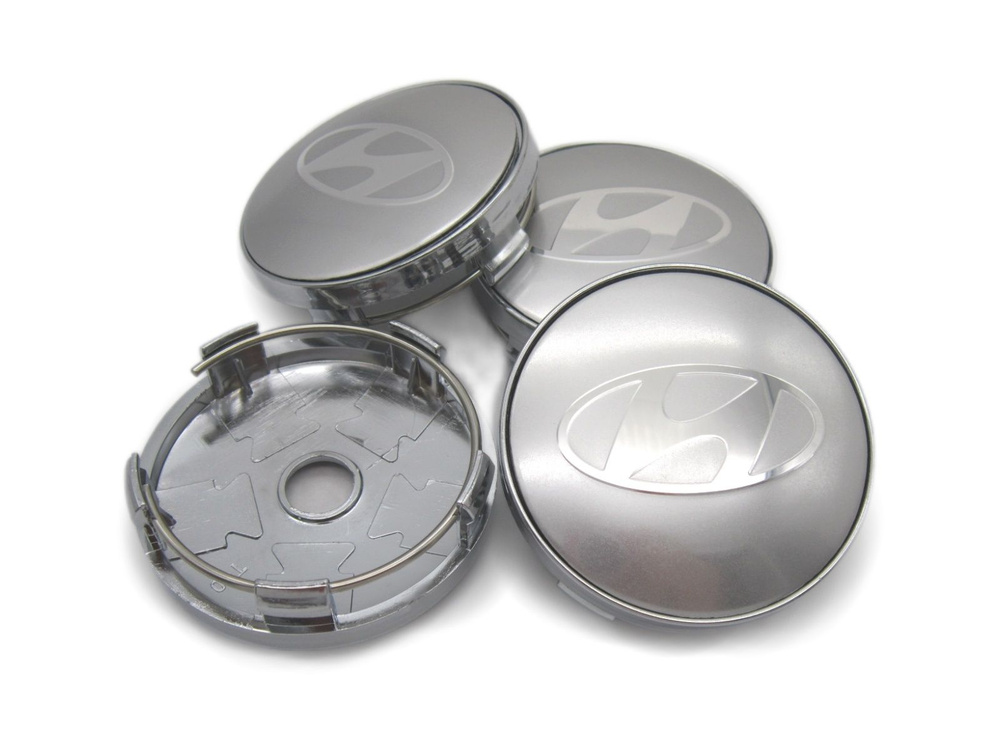 Колпачки заглушки на литые диски Хендай серебро 60/56 мм, 2 колпачка  #1