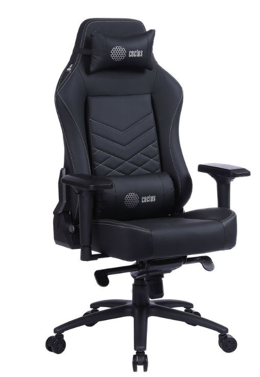 Кресло игровое Cactus CS-CHR-0112BL цвет черный, материал эко-кожа, с подголовником, крестовина из металла #1