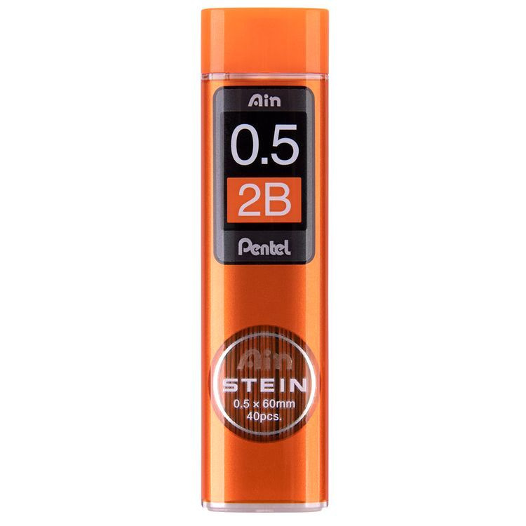 Грифели для карандашей автоматических Ain Stein 0,5 мм, 2В, 40 шт. в тубе, Pentel  #1