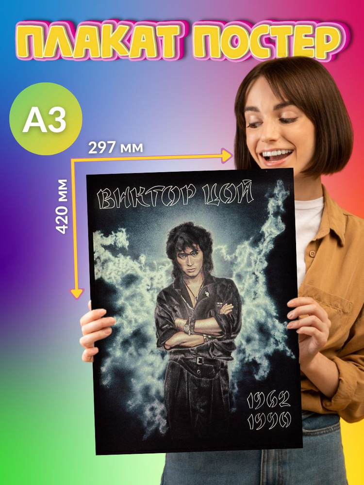 Постер Плакат Виктор Цой Группа Кино #1