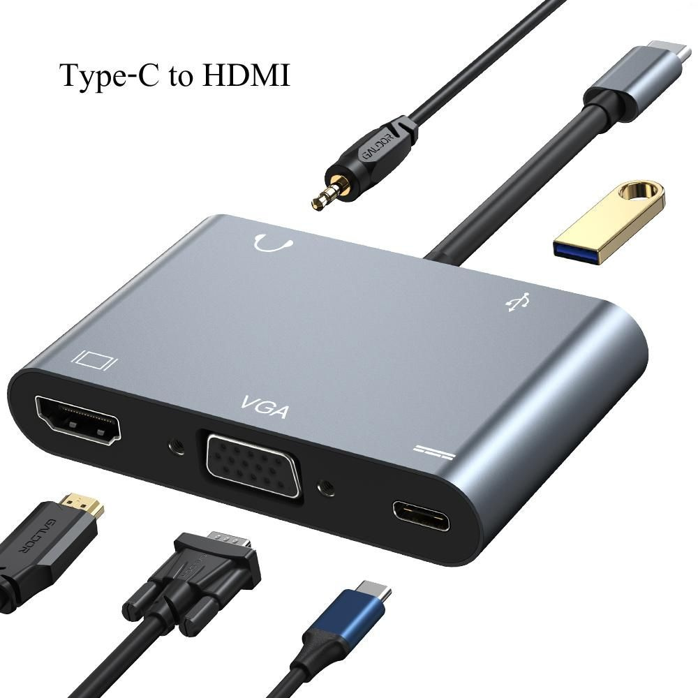 Док-станция Type-C Type-C к HDMI VGA Аудио USB PD Адаптер для ноутбука Телефонный концентратор  #1