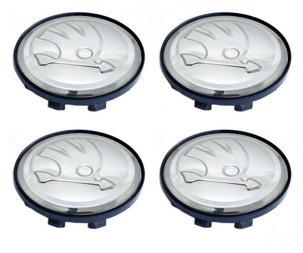 Колпачки на литые диски Skoda 58/50/11 мм - 4 шт / Заглушки ступицы Шкода стальной  #1