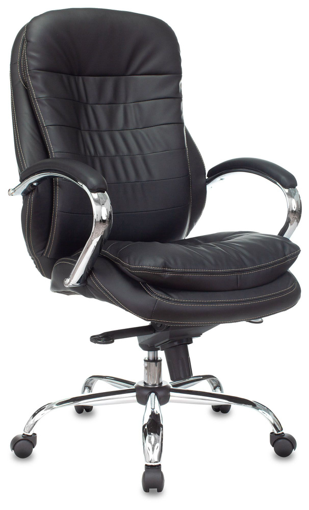 Кресло руководителя T-9950 черный, экокожа, крестов. металл хром / Компьютерное кресло для директора, #1