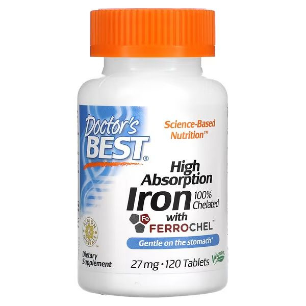 Железо хелат Доктор Бэст Doctor's Best High Absorption Iron 100% Chelated 27 мг 120 таблеток  #1