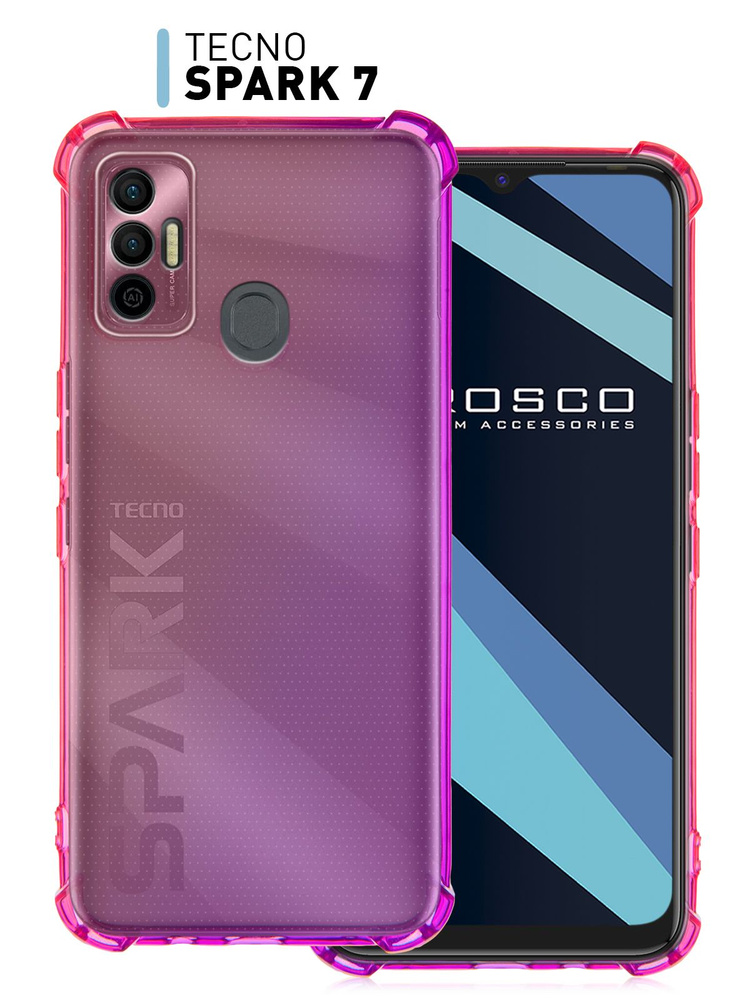 Противоударный чехол на TECNO Spark 7 (Техно Спарк 7), силиконовый чехол ROSCO с защитой модуля камер, #1