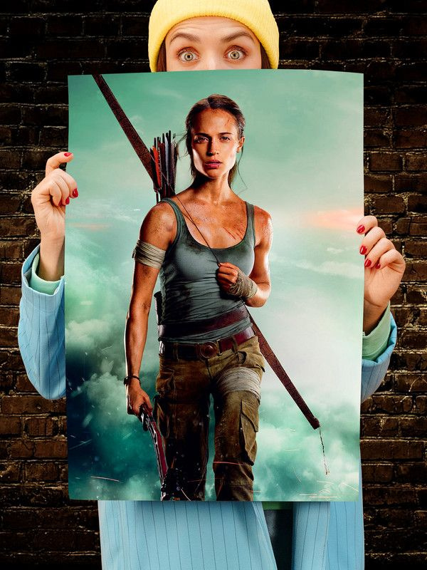 Постер интерьерный Лара Крофт, 70х46 см. Матовый яркий. Алисия Викандер  #1