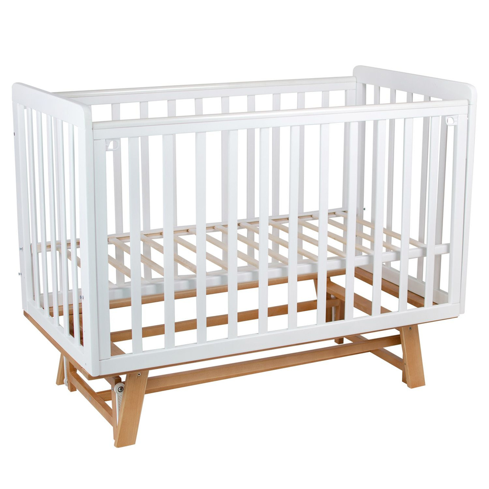 Кроватка детская Indigo Style для новорожденных с маятником, легкосъемная стенка, ножки, массив березы, #1