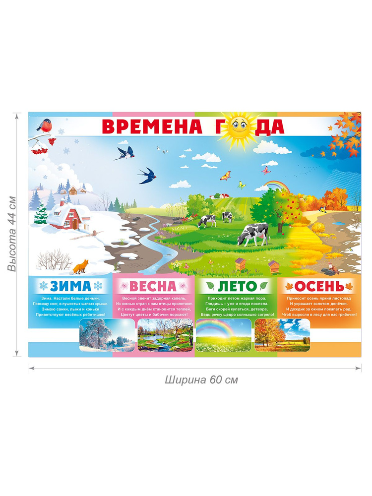 Плакат "Времена года" , формат А2, картон , 44х60 - купить с доставкой ...