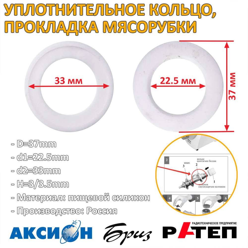 Прокладка / шайба / уплотнительное кольцо шнека мясорубки Аксион, Бриз, Ратеп ЮМГИ758491042  #1