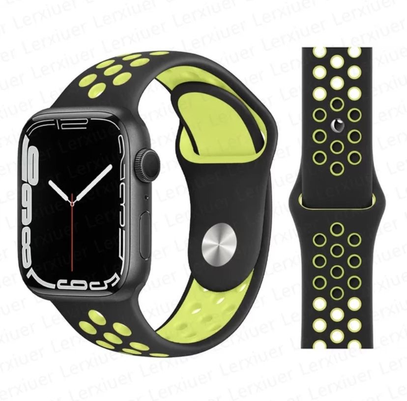 Силиконовый спортивный ремешок для смарт-часов Apple Watch, 38-40-41 мм, series 3,4,5,6,7, SE черный #1