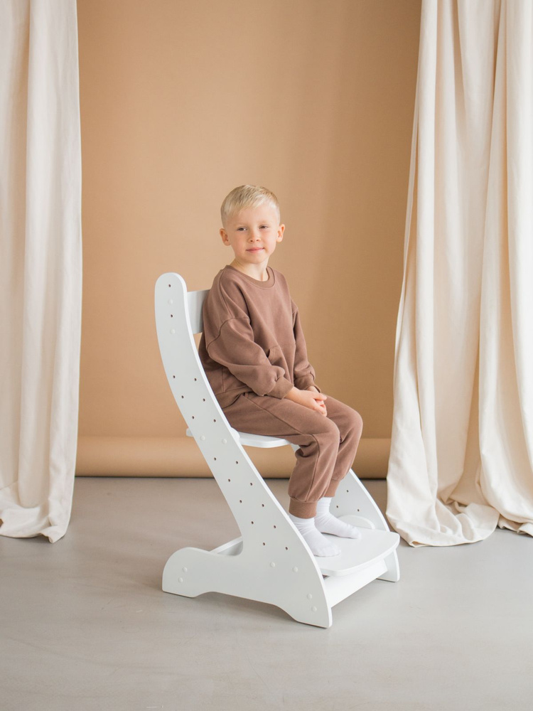 Растущий стул детский регулируемый для школьника деревянный  #1