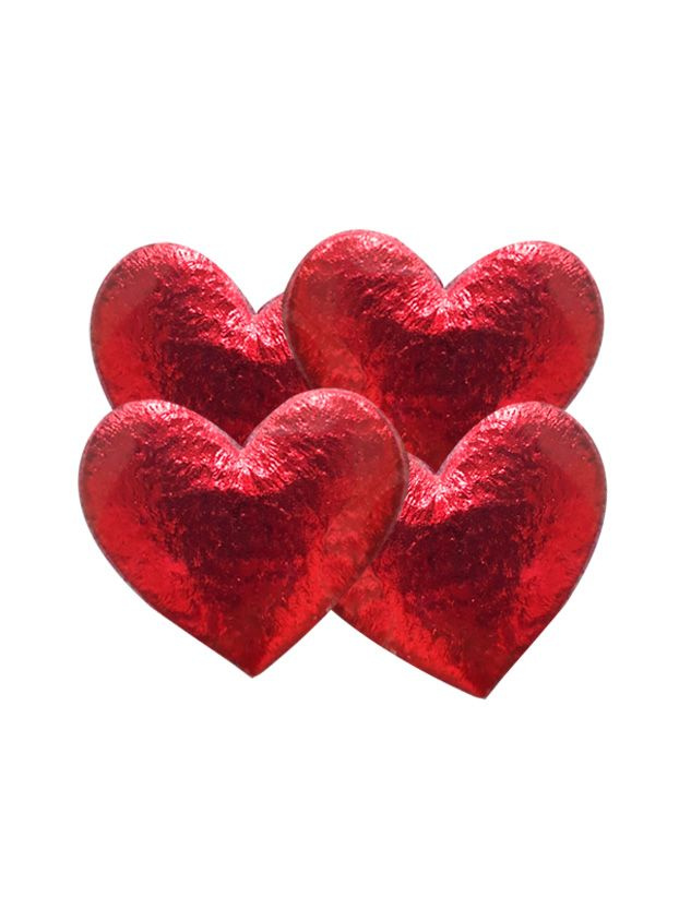 Наклейка на подарок и упаковку Красные сердечки, в наборе 4 шт / 3,5x0,2x3,1см  #1