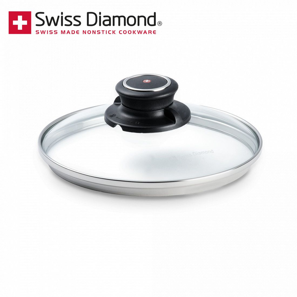 Крышка Swiss Diamond С16SD термопрочное стекло, закаленное стекло, отверстие для выпуска пара, безопасна #1