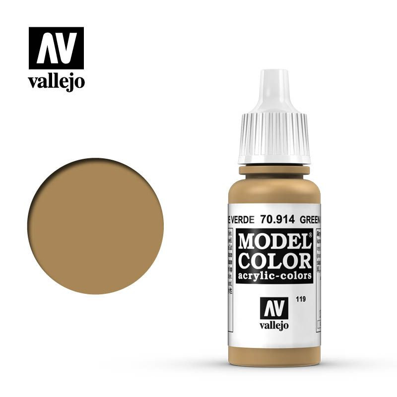 Краска Vallejo серии Model Color - Green Ochre 70914, матовая (17 мл) #1