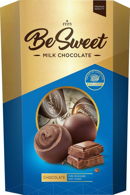 Конфеты шоколадные BESWEET из молочного шоколада с начинкой, 160г  #1
