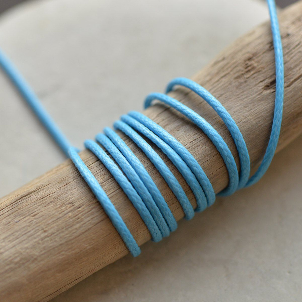 Шнур вощеный 1 мм 20 метров для шитья / рукоделия / браслетов, цвет яркий голубой  #1