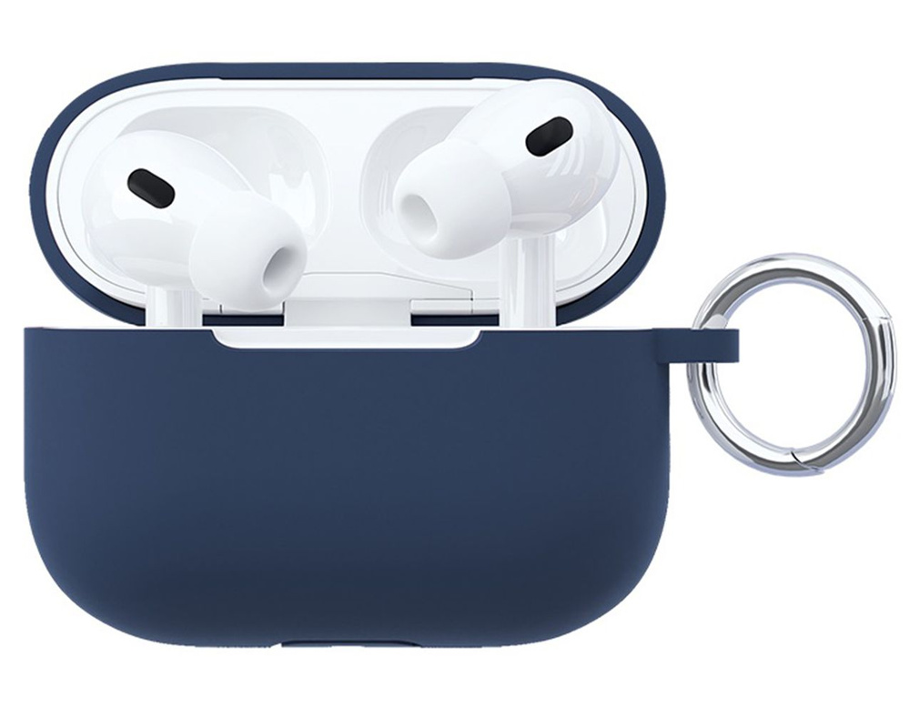 Силиконовый чехол VLP Silicone Case Soft Touch для Apple AirPods Pro 2 Dark Blue (с кольцом)  #1