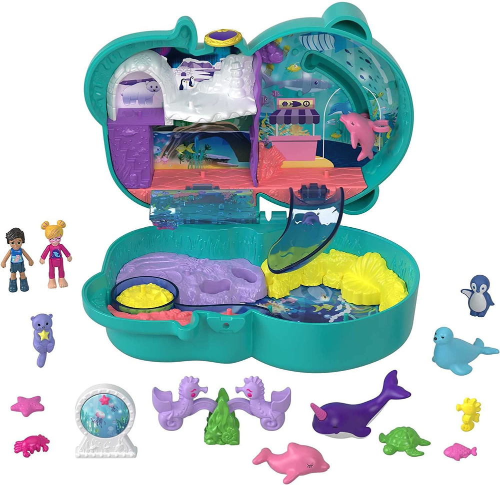 Polly Pocket Oceanarium Otters Компактный набор Игрушка для детей HCG16  #1