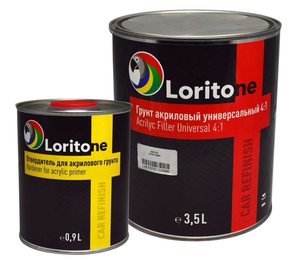 Loritone Грунт акриловый 2K 4:1 серый универсальный с отвердителем, 3,6л+0,9л.  #1