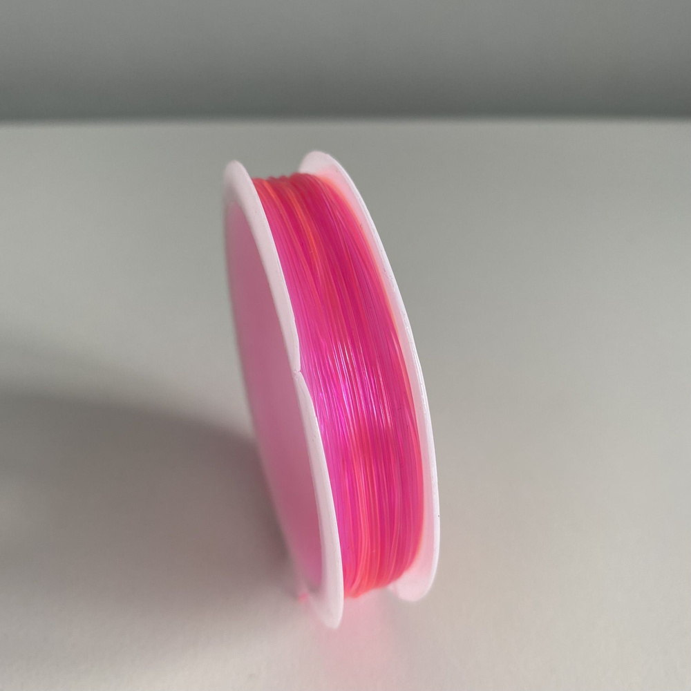 Нитка-резинка эластичная, силиконовая для бус/бисера/браслета 0,6 мм, длина 12 м цвет розовый  #1