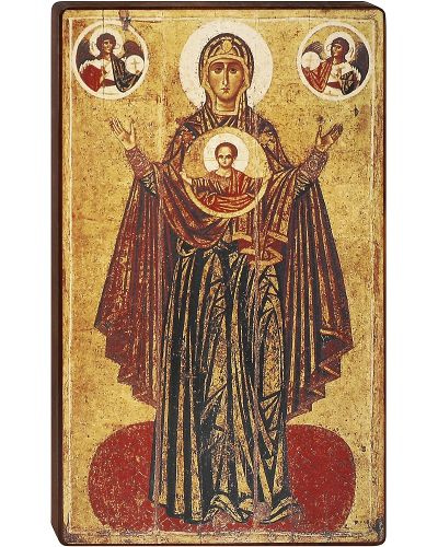 Икона Божией Матери "Мирожская" на деревянной основе (16х26 см).  #1