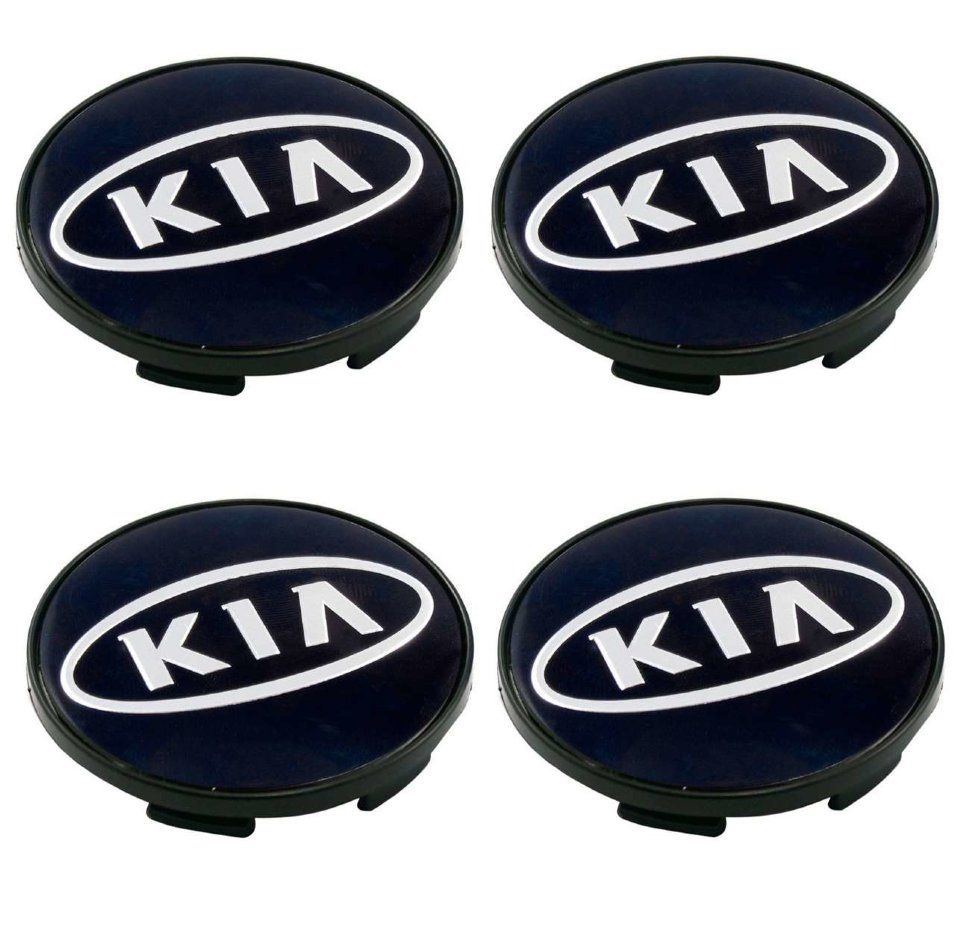 Колпачки на литые диски 68/62/9 мм - 4 шт / Заглушки ступицы пластиковые KIA черный  #1