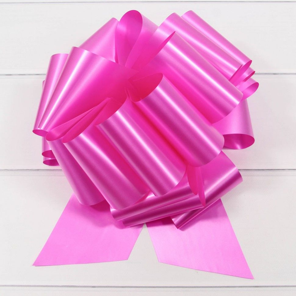 Бант для подарка самосборный, 19см / Лента подарочная, бант розовый  #1
