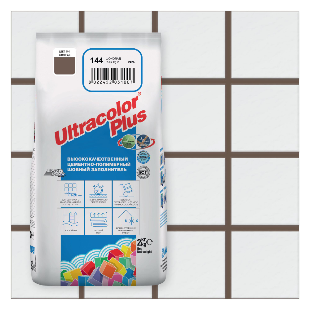 Затирка Mapei Ultracolor Plus 144 Шоколад, 2 кг #1