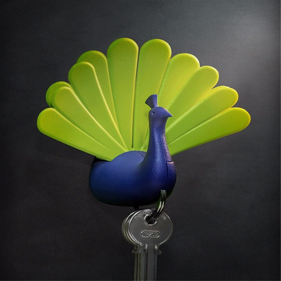 Ключница настенная Peacock синяя-зеленая, держатель для ключей интерьерный Павлин пластиковый  #1