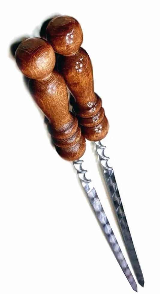 Набор шампуров с деревянной ручкой, 10 шт. (Нержавеющая сталь 2 мм., 500 мм, деревянная ручка)  #1