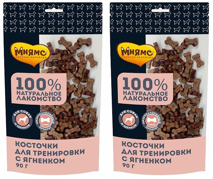 Мнямс Тренировочные лакомства для собак, Косточки с ягненком, 90 г, 2 шт  #1