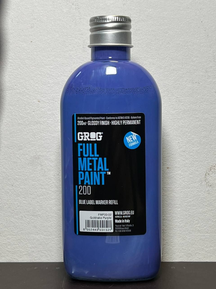 Заправка GROG Full Metal Paint 200 мл. Goldrake Purple для граффити маркеров и сквизеров  #1