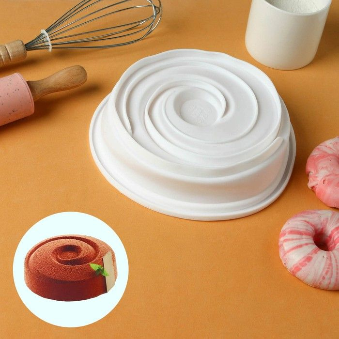 Форма силиконовая для выпечки и муссовых десертов KONFINETTA "Круговорот", 20х5 см, цвет белый  #1
