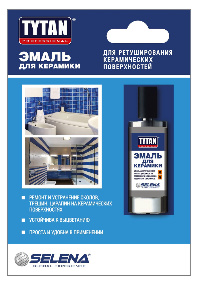 Эмаль для ванн и керамики TYTAN Professional, глянцевое покрытие, белая 8 мл / краска для эмалированных #1