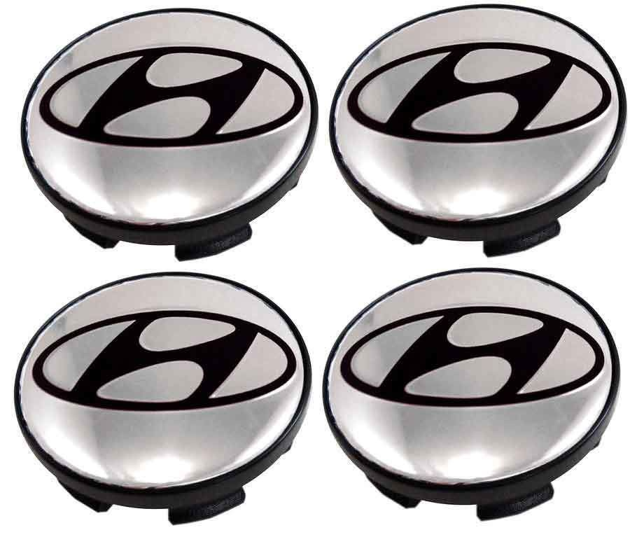 Колпачки на литые диски СКАД 56/51/12 мм - 4 шт / Заглушки ступицы Hyundai серебристые  #1