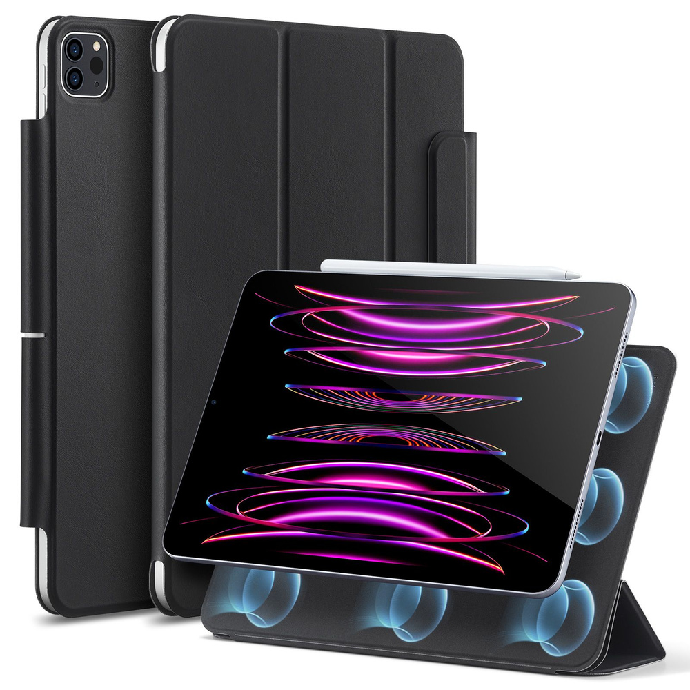 Чехол книжка ESR Rebound Magnetic Case с застежкой для iPad Pro 12.9 (2020, 2021, 2022), черный матовый #1