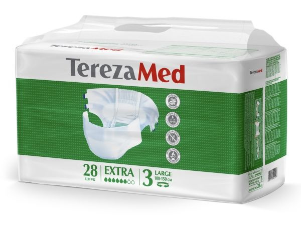 Подгузники для взрослых TerezaMed Extra размер Large (№3), объем талии 100-150 см, 28 шт.  #1