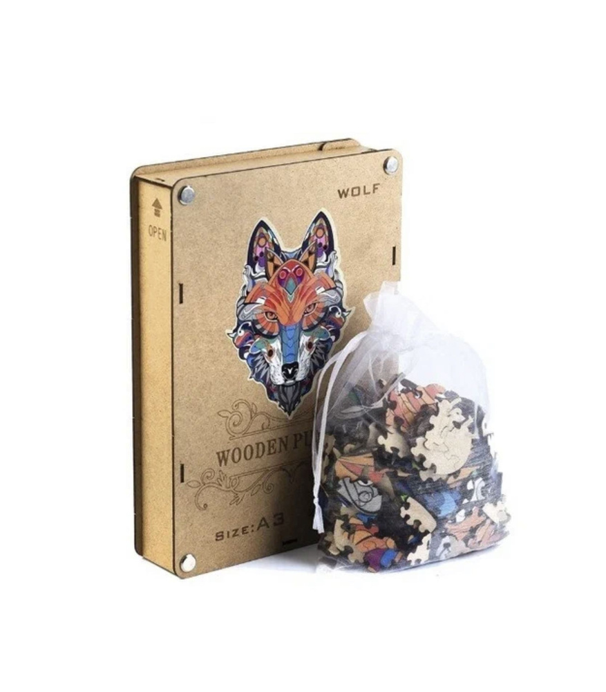 Деревянный пазл, Wooden puzzle "WOLF" A3, 263 деталей #1