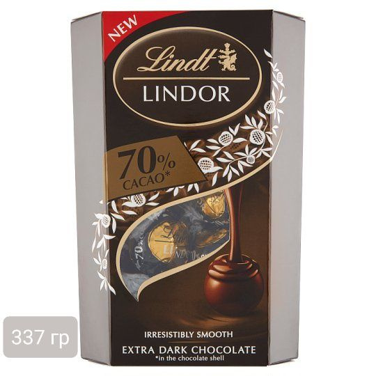 Конфеты Lindt Lindor из тёмного шоколада / Extra Dark 337 гр (Италия)  #1